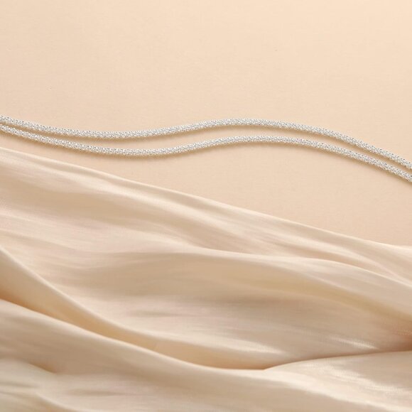 Women Silver Dainty Layered Waterproof Stackable Figaro Beaded Anklets - Picture 8 of 9